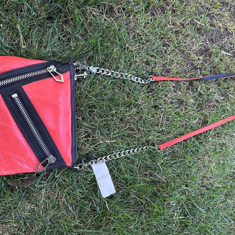 Botkier Orange and Black Crossbody Bag with Chain Details